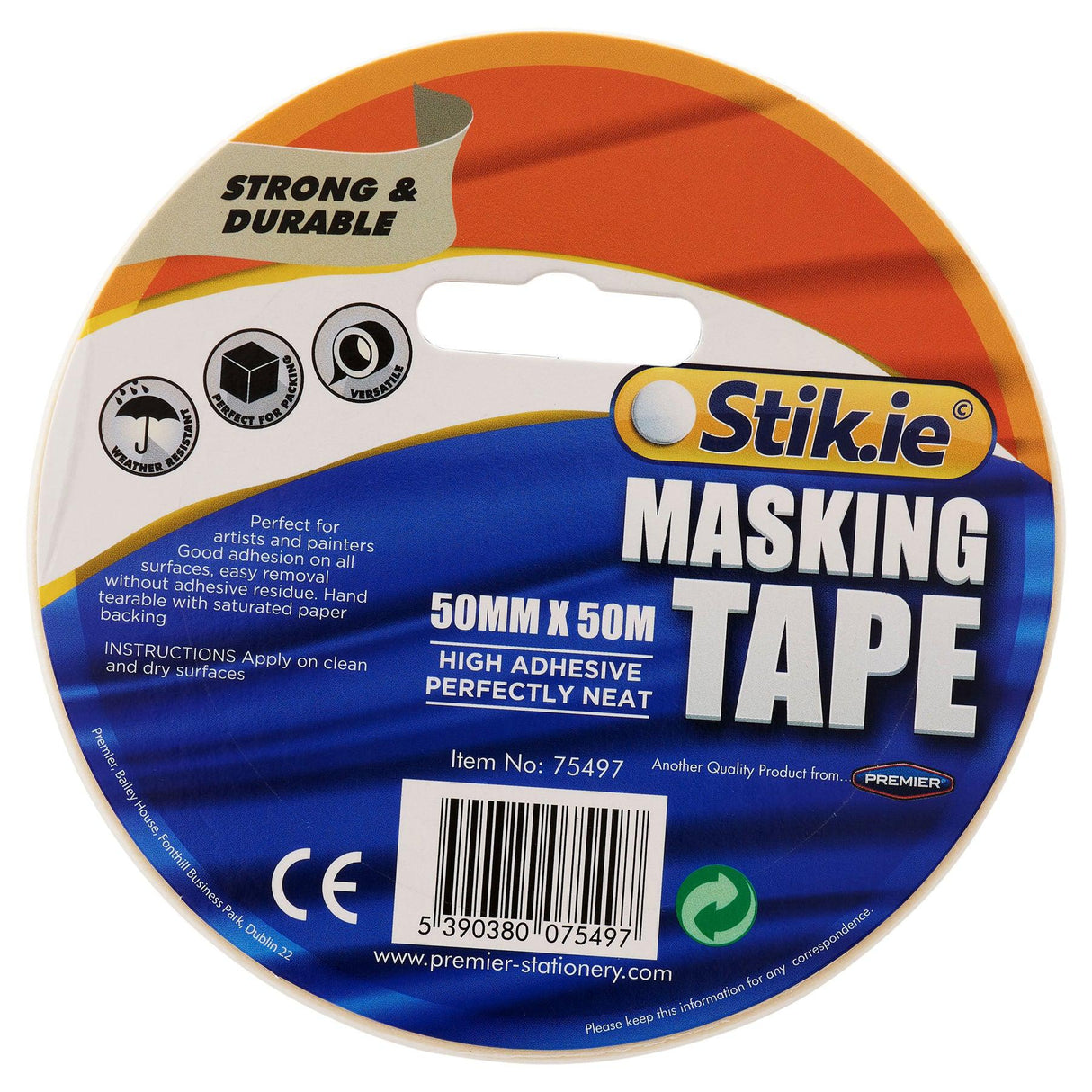 Stik.ie - Roll Masking Tape - 50m X 50mm by Stik.ie on Schoolbooks.ie