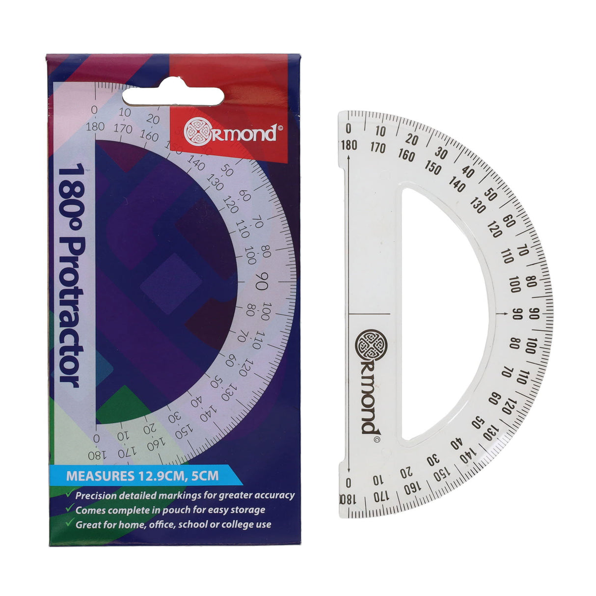 Ormond - 12.9cm 180° Protractor by Ormond on Schoolbooks.ie