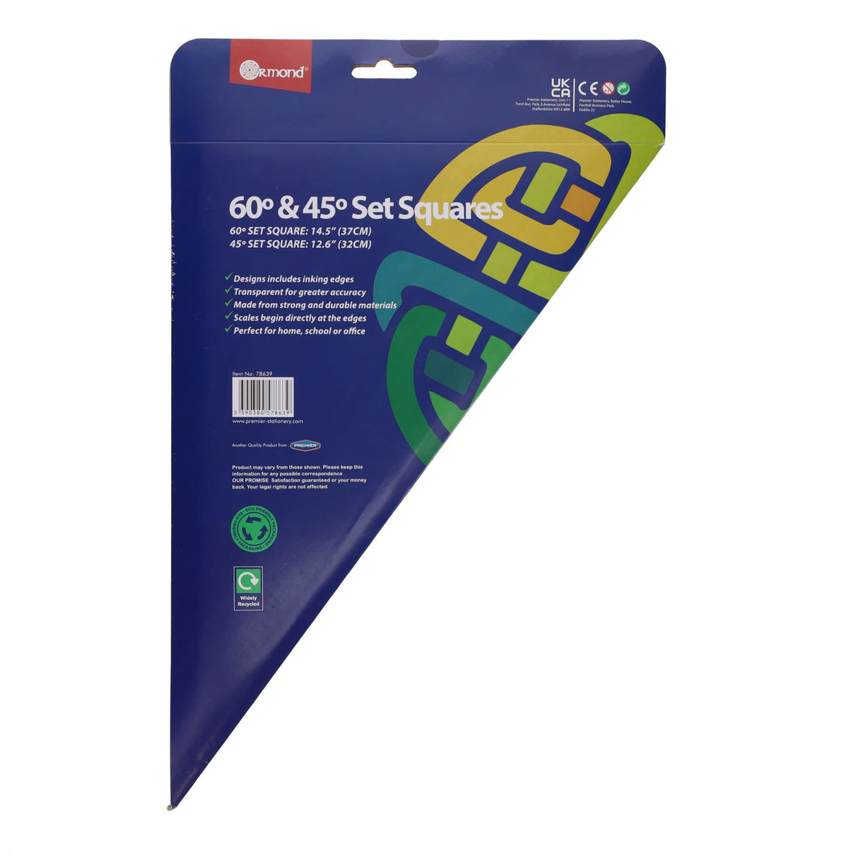 Ormond - Set Squares - 60° and 45° - 2 Pack by Ormond on Schoolbooks.ie