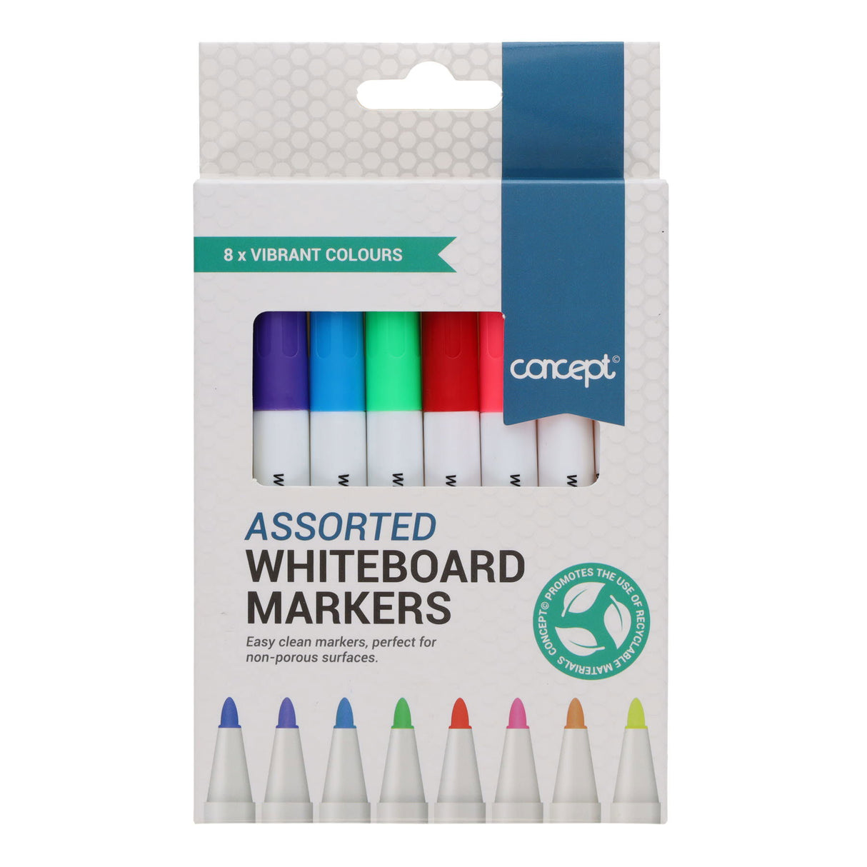 Concept - Whiteboard Markers - Assorted Colours - Pack of 8 by Concept on Schoolbooks.ie