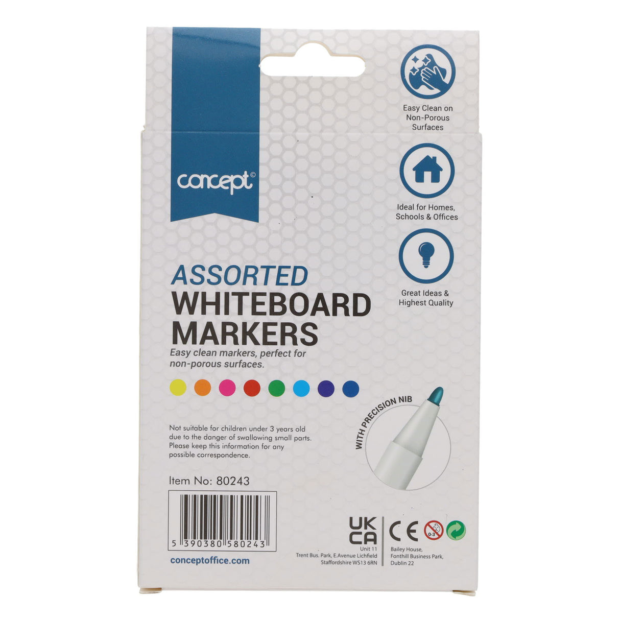 Concept - Whiteboard Markers - Assorted Colours - Pack of 8 by Concept on Schoolbooks.ie
