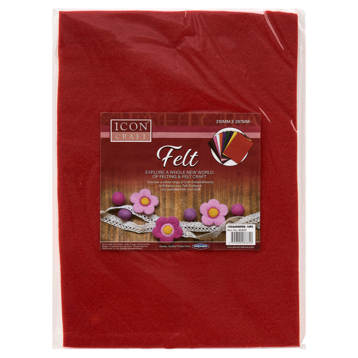 Icon Craft - 10 A4 Felt Sheets - Assorted by Icon Craft on Schoolbooks.ie