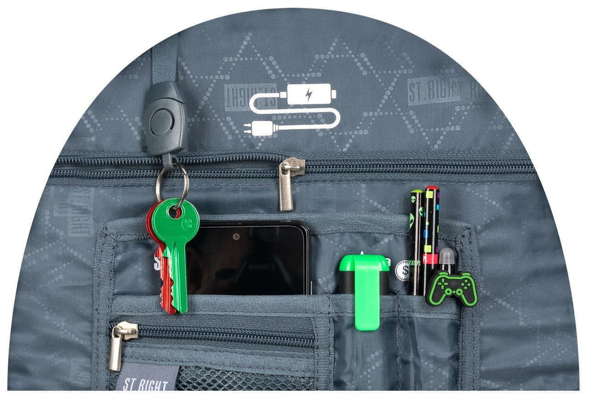 St.Right - Football - 4 Compartment Backpack - BP7 by St.Right on Schoolbooks.ie