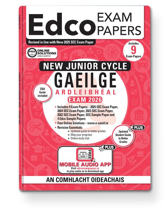 Exam Papers - Junior Cycle - Gaeilge / Irish - Ardleibhéal / Higher Level - Exam 2026 by Edco on Schoolbooks.ie