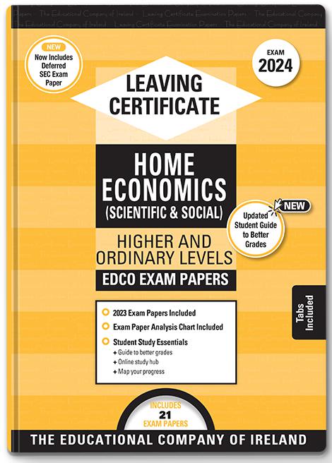 ■ Exam Papers - Leaving Cert - Home Economics - Higher & Ordinary Levels - Exam 2024 by Edco on Schoolbooks.ie