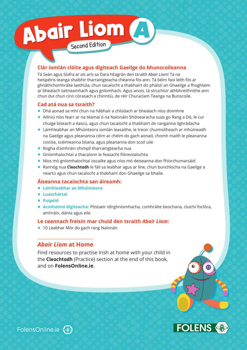 Abair Liom A - Junior Infants - 2nd / New Edition (2022) by Folens on Schoolbooks.ie