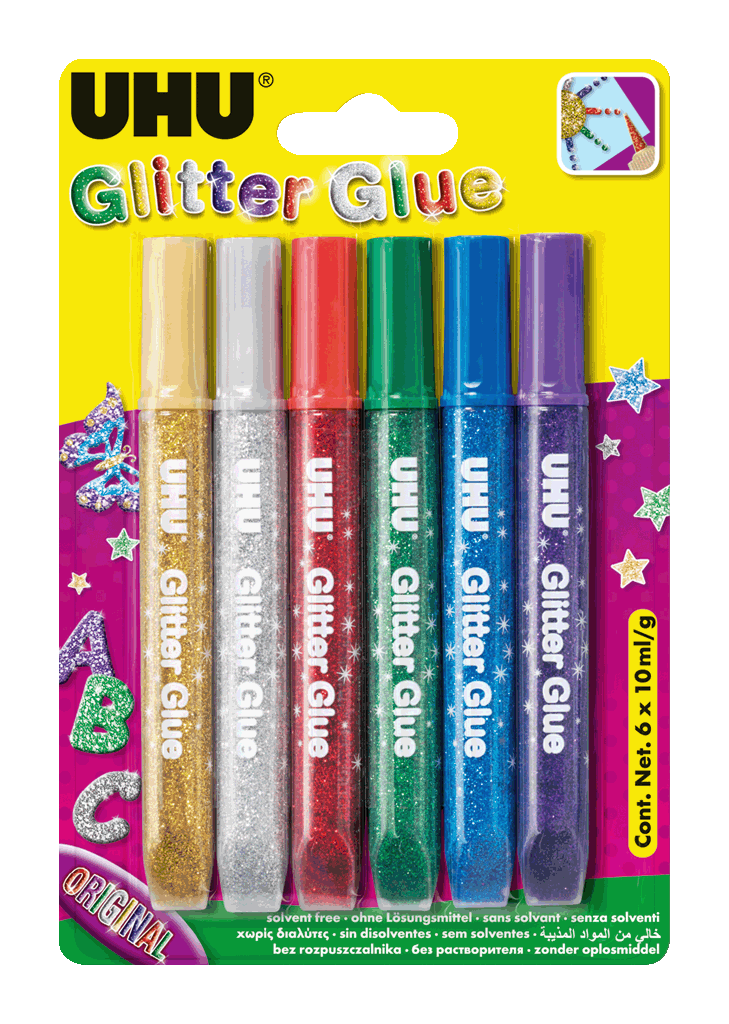 UHU - Glitter Glue - 6 X 10ML by UHU on Schoolbooks.ie