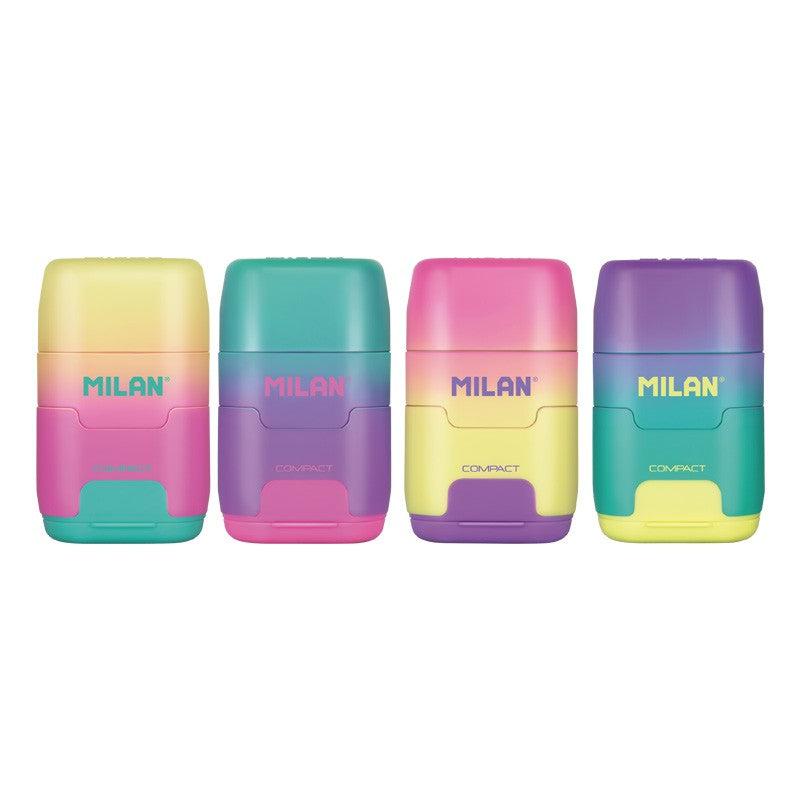 Milan - Twin Hole Sharpener and Eraser - Sunset - Assorted Colours by Milan on Schoolbooks.ie