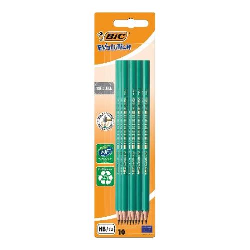 BIC - Evolution Pencils - HB - Pack of 10 by BIC on Schoolbooks.ie