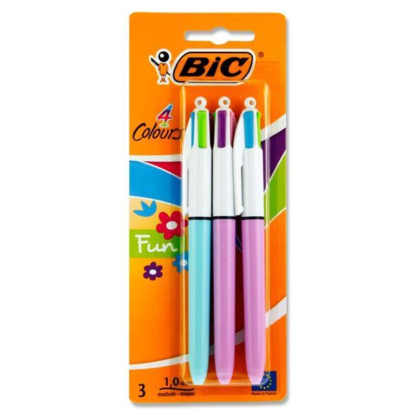 BIC - Card of 3 X 4 Colour Ballpoint Pens - Fun by BIC on Schoolbooks.ie
