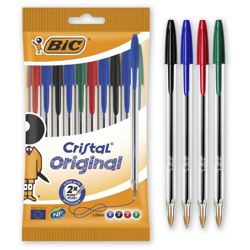 ■ BIC - Cristal Original Ballpoint Pens - Assorted Colours - Pack of 10 by BIC on Schoolbooks.ie