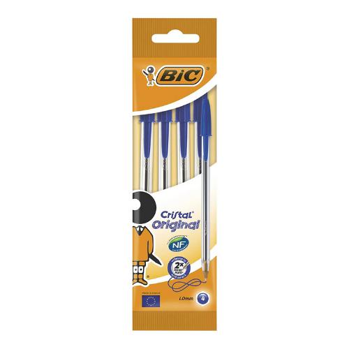 BIC - Packet of 4 Cristal Original Ballpoint Pens - Blue by BIC on Schoolbooks.ie