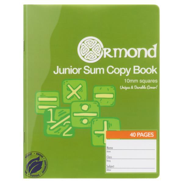 Ormond 40 Page 10mm Square Durable Cover Junior Sum Copy by Ormond on Schoolbooks.ie