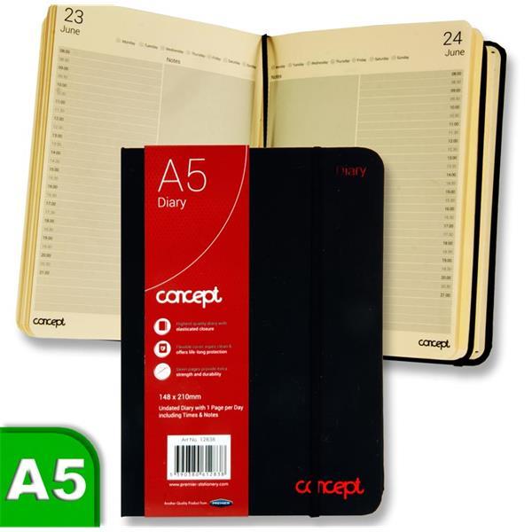 Concept A5 Undated Page A Day Diary With Times And Notes by Concept on Schoolbooks.ie