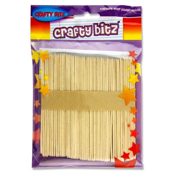 Crafty Bitz - Lollipop Sticks - Natural - Bag of 50 by Crafty Bitz on Schoolbooks.ie