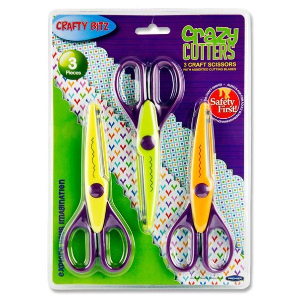 Crafty Bitz - Crazy Cutters Craft Scissors - Pack of 3 by Crafty Bitz on Schoolbooks.ie