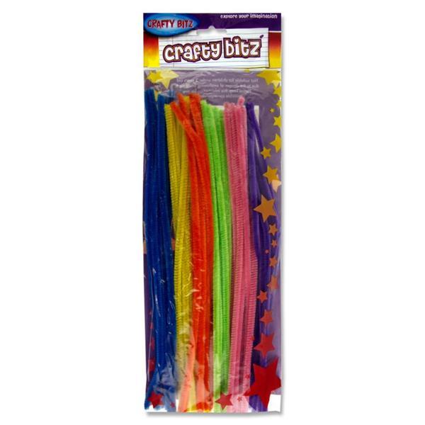 Crafty Bitz - Pipe Cleaners - 12" - Neon Chenille - Packet of 42 by Crafty Bitz on Schoolbooks.ie