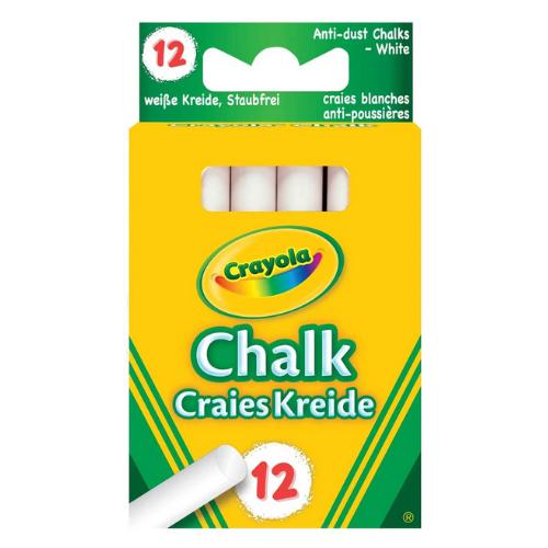 Crayola Box 12 Anti Dust Chalk - White by Crayola on Schoolbooks.ie