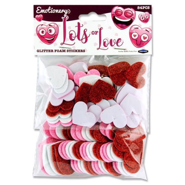 Emotionery - Lots of Love Hearts - Glitter Foam Stickers - Packet of 84 by Emotionery on Schoolbooks.ie