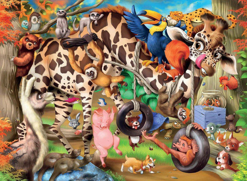 100 Piece Children's Fuzzy Jigsaw - Animal Mayhem by Hinkler on Schoolbooks.ie