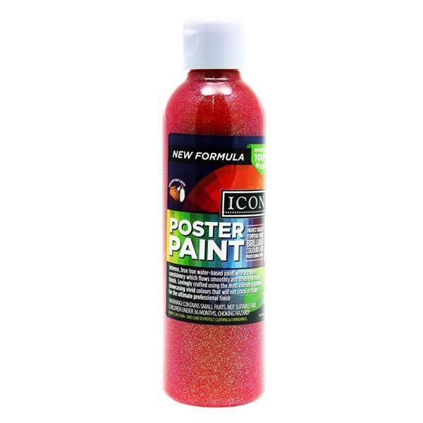 Icon 300ml Glitter Poster Paint - Red by Icon on Schoolbooks.ie
