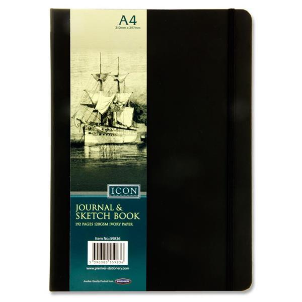 Icon - Journal & Sketch Book - A4 - 192 Page - Black by Icon on Schoolbooks.ie