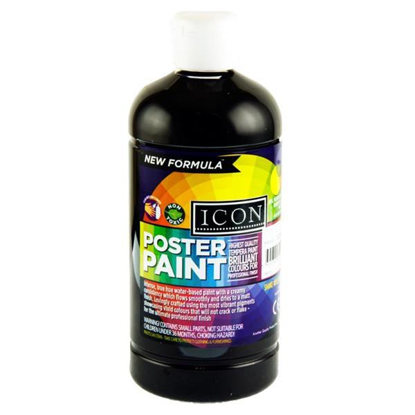 Icon - Poster Paint - 500ml - Black by Icon on Schoolbooks.ie