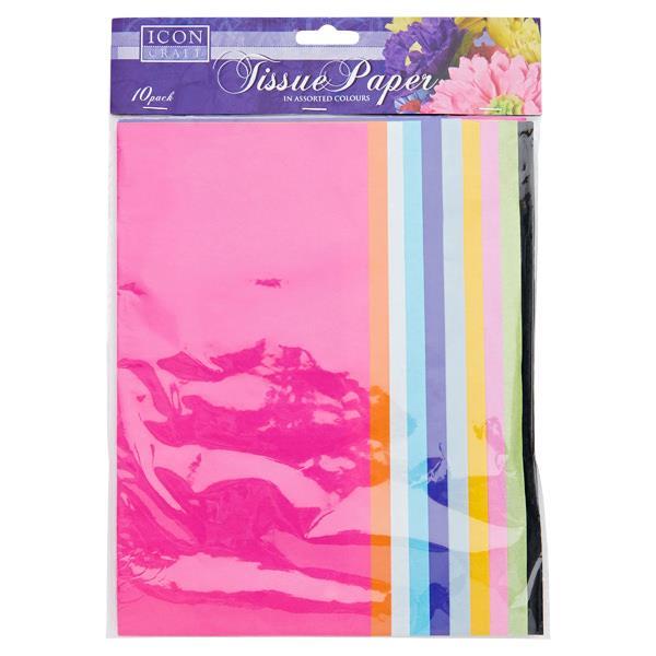 Icon Craft - Tissue Paper - Pack of 10 Assorted Sheets - Bright by Icon Craft on Schoolbooks.ie