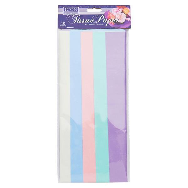 Icon Craft - Tissue Paper - Pack of 10 Assorted Sheets - Pastel by Icon Craft on Schoolbooks.ie