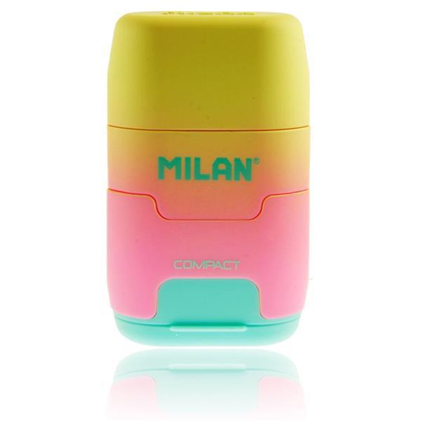 Milan - Twin Hole Sharpener and Eraser - Sunset - Assorted Colours by Milan on Schoolbooks.ie