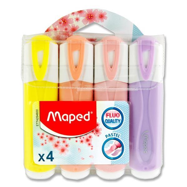 Maped Fluo'peps Packet of 4 Pastel Highlighters by Maped on Schoolbooks.ie