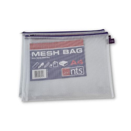 A4 Mesh Bag - Extra Strong with Zipper - Pack of 12 Assorted Colours by NTS on Schoolbooks.ie