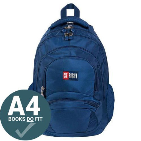 St.Right - Navy Blue - 4 Compartment Backpack - BP5 by St.Right on Schoolbooks.ie