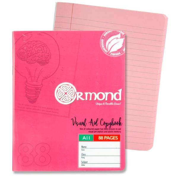 Ormond A11 88 Page Durable Cover - Visual Memory Aid - Copy Book - Pink by Ormond on Schoolbooks.ie