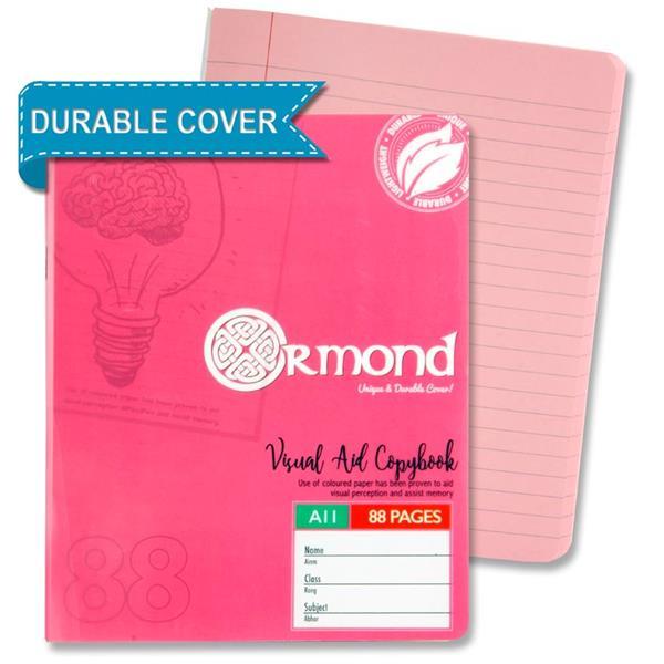Ormond A11 88 Page Durable Cover - Visual Memory Aid - Copy Book - Pink by Ormond on Schoolbooks.ie