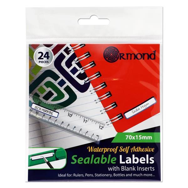 Ormond - Pack of 24 (70x15mm) Waterproof Self Adhesive Sealable Labels by Ormond on Schoolbooks.ie