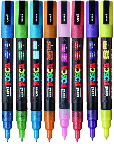 Posca PC - 3M Fine Bullet Tip - Standard Colours - Wallet of 8 by Posca on Schoolbooks.ie