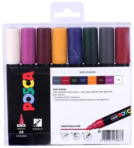 Posca PC - 5M Medium Bullet Tip - Wallet of 8 Heritage Deep Colours by Posca on Schoolbooks.ie
