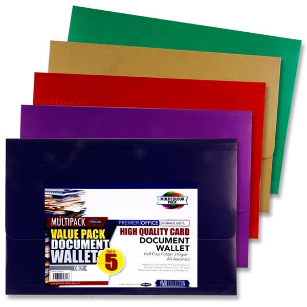 Concept - Pack of 5 A4 Document Wallets - Card by Concept on Schoolbooks.ie