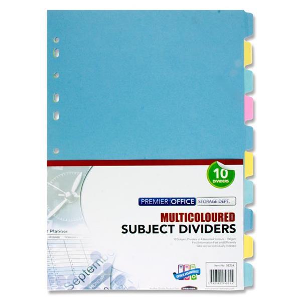 Subject Dividers - 10 Divisions - 150gsm by Premier Stationery on Schoolbooks.ie