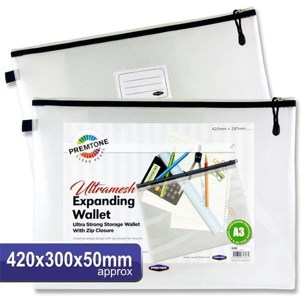 Premto - A3 Ultramesh Expanding Wallet - Pearl by Premto on Schoolbooks.ie