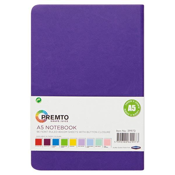 Premto - A5 192 Page Hardcover Pu Notebook With Elastic - Grape Juice by Premto on Schoolbooks.ie