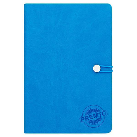 Premto - A5 192 Page Hardcover Pu Notebook With Elastic - Printer Blue by Premto on Schoolbooks.ie