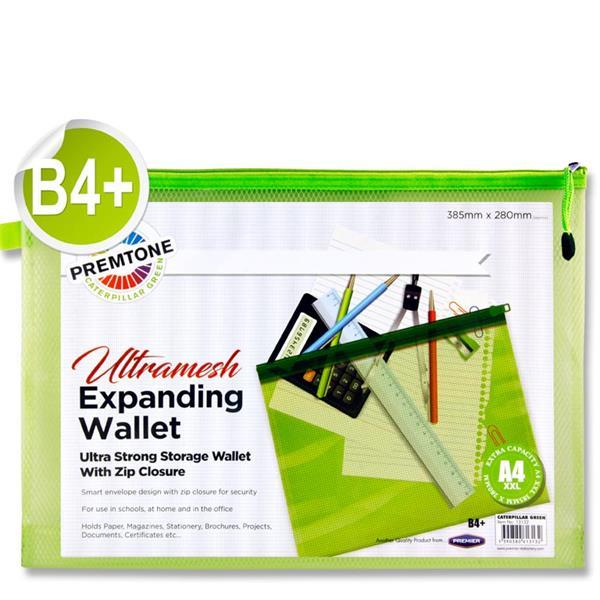 ■ Premto - B4+ Ultramesh Expanding Wallet - Caterpillar Green by Premto on Schoolbooks.ie