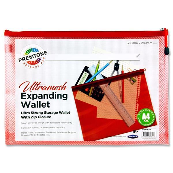 Premier Premtone B4+ Ultramesh Expanding Wallet - Ketchup Red by Premtone on Schoolbooks.ie