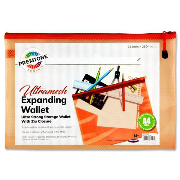 Premier Premtone B4+ Ultramesh Expanding Wallet - Pumpkin by Premtone on Schoolbooks.ie