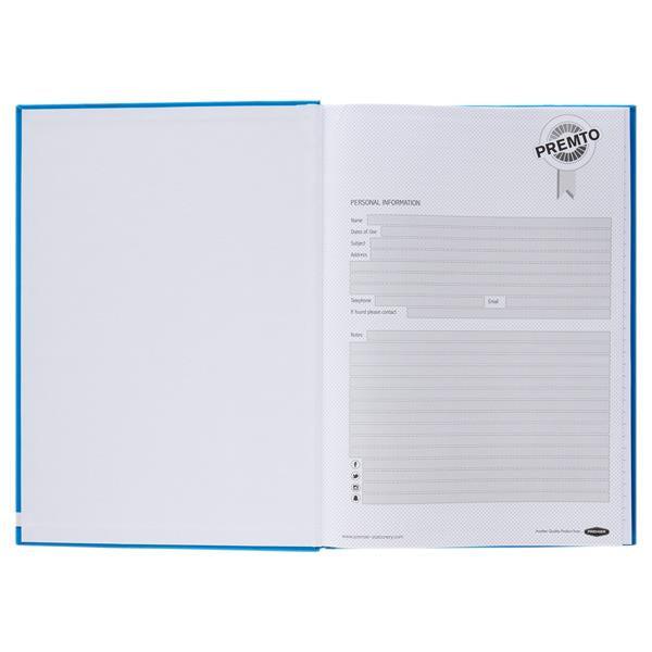 Premto - A4 160pg Hardcover Notebook - Printer Blue by Premto on Schoolbooks.ie