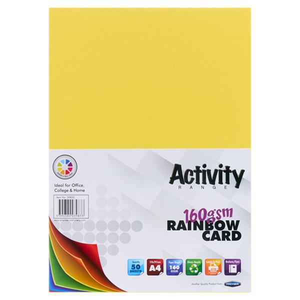 Premier Activity - Coloured Card - Rainbow - A4 - 160gsm - 50 Sheets by Premier Activity on Schoolbooks.ie