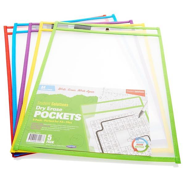 Dry Erase Pockets - Pack of 5 by Student Solutions on Schoolbooks.ie