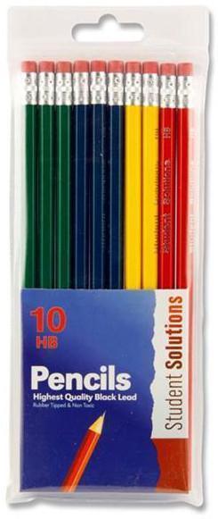 HB Pencils with Rubber Top - Pack of 10 by Student Solutions on Schoolbooks.ie